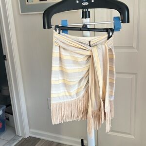 Just Bee Queen S linen cotton fringe mini Charlie skirt yellow oatmeal MSRP $375
